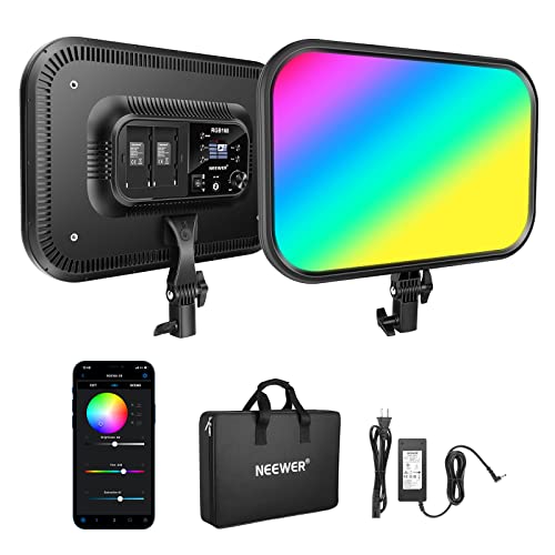 NEEWER 18.3" RGB LED Video Light Panel with APP Control, 360°Full Color, 1 Pack 60W Dimmable 2500K~8500K RGB LED Panel CRI/TLCI 97+ with 17 Special Scenes Effect for Game YouTube Zoom Photography by NEEWER - Used condition - US$90.36