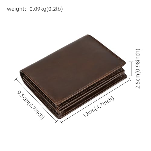 Genuine Leather Wallet for Men | Bifold RFID Vertical Wallet | Mens Extra Large Capacity Card Holder with 16 Slots and ID Window, Coffee2