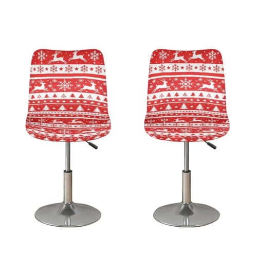 Image of Christmas Tree Stripes Bar Stool Covers,4 Pack Stretch Waterproof Bar Stool Chair Cover for Dining Room Cafe Furniture Chair Seat Protectors Seat Covers