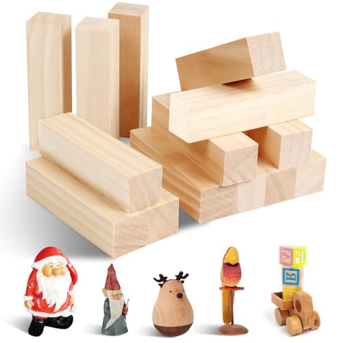 Omtofo 14 unidades de madera de tilo para tallar, 10 x 2,5 x 2,5 cm, madera natural para tallar de tilo para tallar y tallar, Para tallar para niños