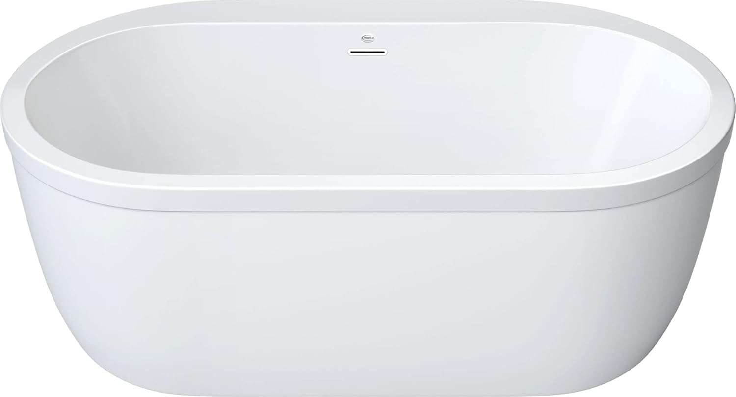 PROFLO PFFSO5932 Borealis 59" Acrylic Soaking Tub with Tap Deck, Drain Assembly, and Integrated Overflow - White