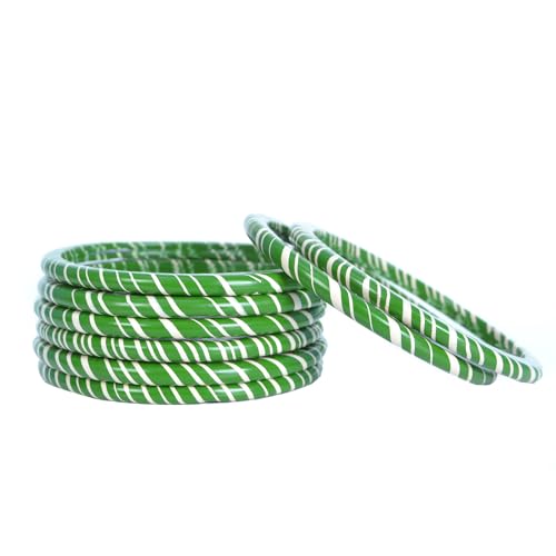 Image of Lac Bangle Set For Women and Girls | Jaipuri Lakh Lehariya Chudi Set | Rajasthani Traditional Chuda |Set of 8
