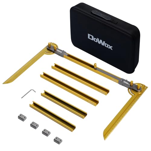 Stair Tread Template Tool - Upgrade Dual Nut Locking Stair Tread Measuring Tool Jig for Stair Tread Gauge, Stair Gauge Measuring Tool, Compatible with Many Types of Layout Projects-Gold
