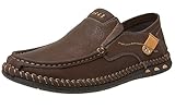 CAMEL CROWN Leicht Mokassins Herren Slipper Leder Slip On Loafer Weich Flache Hausschuhe Fahrschuhe Sommer Schuhe für Herren Fahren Freizeit, Schokoladenfarbe,45EU