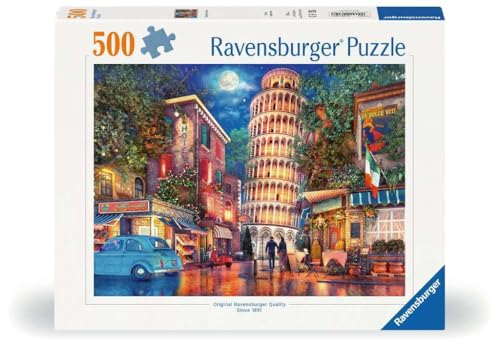 Ravensburger - Evening in Pisa - 500 Piece Jigsaw Puzzle - Stunning, Vivid Imagery of Breathtaking Pisa's Leaning Tower - Colorful Detail - Ideal Gift - Frameable Art - Puzzles for Adults