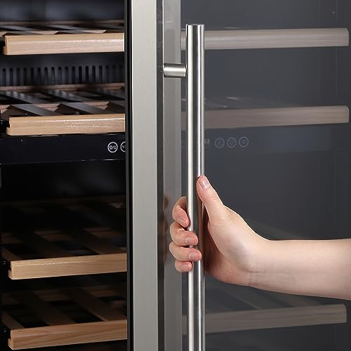 Garvee 24 Inch Wine Fridge Dual Zone, 187 Bottles Large Wine Cooler Refrigerator, Freestanding Wine Fridge With Stainless Steel and Professional Compressor, Fast Cooling Low Noise and No Fog Built-in