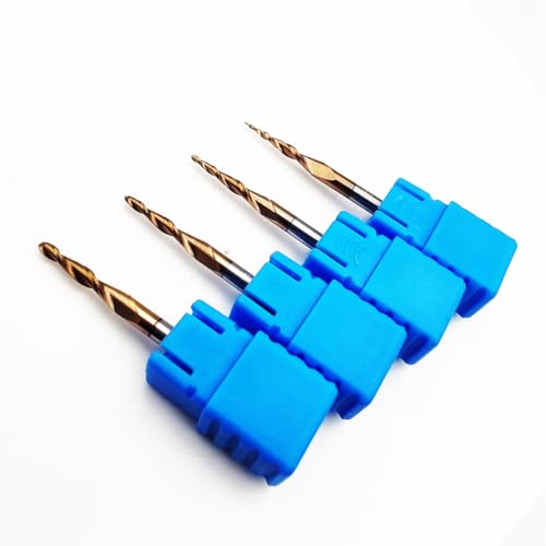 Image of 4pcs /Package Assorted R0.25 & R0.5 & R0.75 & R1.0 with 1 /8 inch (3.175mm) Shank HRC55 2Flutes Tungsten Solid Carbide Tapered Ball Nose End Mill (4pcs, R0.25+R0.5+R0.75+R1.0)