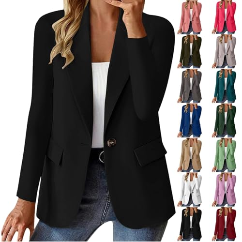 Blazers for Women Business Casual Notched Lapel Collar Stretch Work Office Jacket Blazer Long Sleeve Suit Jacket