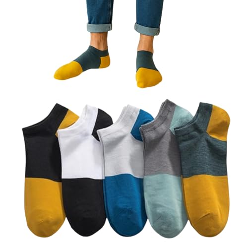 Image of MOMISY Men's Premium Cotton Cushion Ankle length Socks, (Multicolor) Pack of 5 (Free Size)