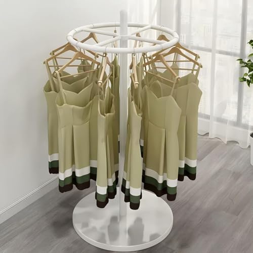 Floor Standing Rotatable Clothing Rack, Clothing Display Rack, Round Garment Rack, Portable Retail Display Stand, for Bedroom Clothing Store Cloakroom Laundry Room ( Color : White , Size : 55x55x155cm