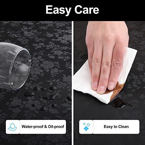 Image of Smiry Rectangle Table Cloth, Waterproof Heavy Duty Vinyl Tablecloths, Wipeable Washable Table Cover for Kitchen and Dining Room (Black, 54 inch X 120 inch)