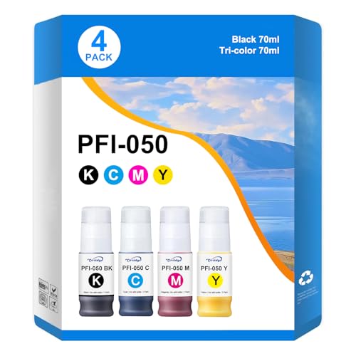 PFI 050 PFI050 Cartucho de Tinta para Canon PFI 050 PFI 050BK PFI 050C PFI 050M PFI 050Y Cartuchos Compatible para Canon ImagePrograf TC 20 TC 20M (Negro Amarillo Cian Magenta)