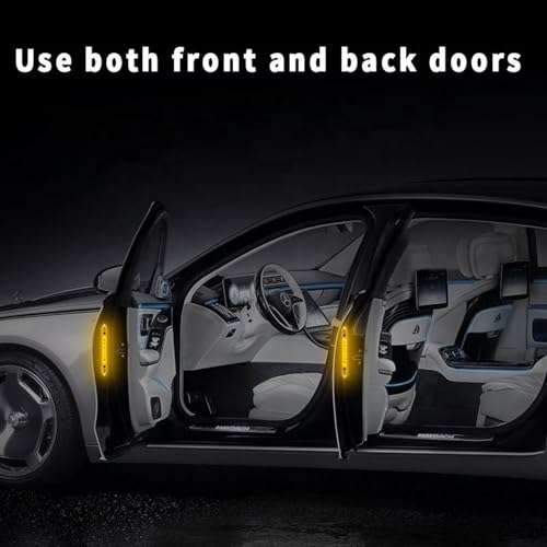Image of Car Door Open Reflective Stickers for Cars & Bikes, Side Marker Bumper Fender Night Visibility Safety Warning Reflector Strips Waterproof Self Adhesive Universal Fit (Pack of 4, Yellow)