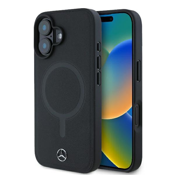 CG Mobile Mercedes MEHMP16M23RCMK Étui de Protection en Cuir Lisse pour iPhone 16 Plus 6,7" Noir