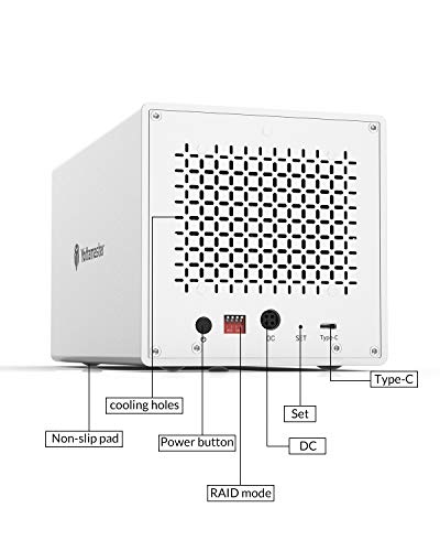 Yottamaster 4 Bay USB-C RAID Enclosure,Aluminum 4 Bay 2.5"/3.5" External Hard Drive Enclosure Support RAID 0/1 / 3/5/10/JBOD/Clear,Mac Style Designed for Personal Storage at Home&Office- [PS400RC3] - Thumbnail 5
