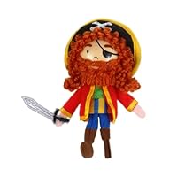 Fiesta Crafts Long John Silver Pirate Finger Puppet for Kids – Fabric Interactive Pirate Toy with Wooden Head for Role Play, Creativity & Sensory Skills - for 3-9 years old.