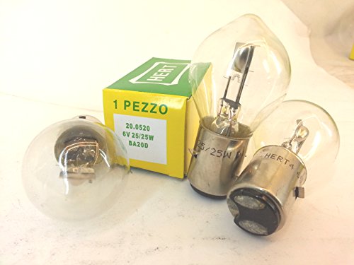 LAMPADINA 6v-25/25w RMS LAMPADINA 6v-25/25w BIANCA biluce ANABAGLIANTE/ABBAGLIANTE compatibile con vespa