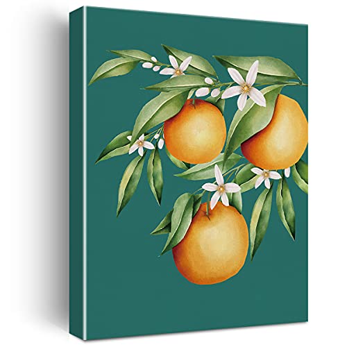 Orange Blossom Flower Canvas Painting Fruit Art Orange Prints For Home Wall Décor Kitchen Artwork Framed Gifts(12X15 Inch) #TOP19
