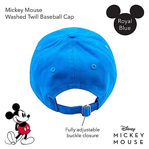Concept One Disney Mickey Mouse Baseball Hat, Washed Twill Cotton Adjustable Dad Cap, Royal Blue, One Size #TOP2