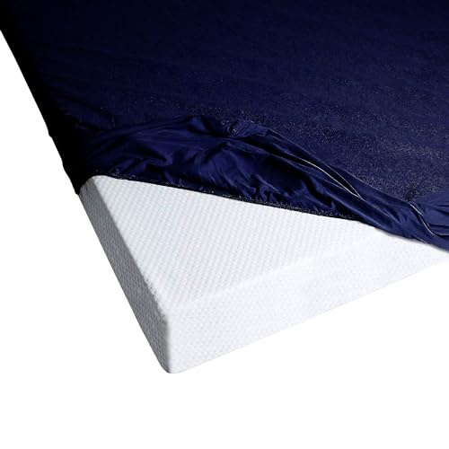 Image of Feelme Mattress Protector Queen Size Waterproof Mattress Protector Cotton Feel Terry Double Bed (78x60, Blue)