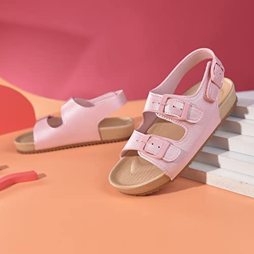 Girls Boys Sandal Adjustable Double Buckle Casual Flat Open Toe Lightweight Summer Shoes Hook Loop Sandal For Toddler Little Big Kid #TOP5
