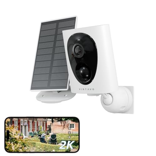 virtavo 2K Solar Camara Vigilancia WiFi Exterior/Interior sin Cables batería Recargable,Largo...