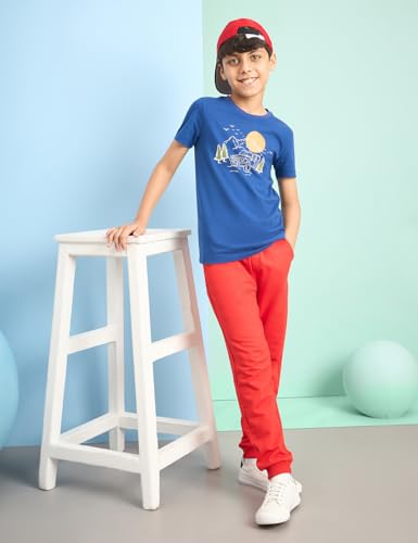 Image of Amazon Brand - Symbol Boys 100% Cotton Graphic Printed Half Sleeves T-Shirt | Age 6-14 Years