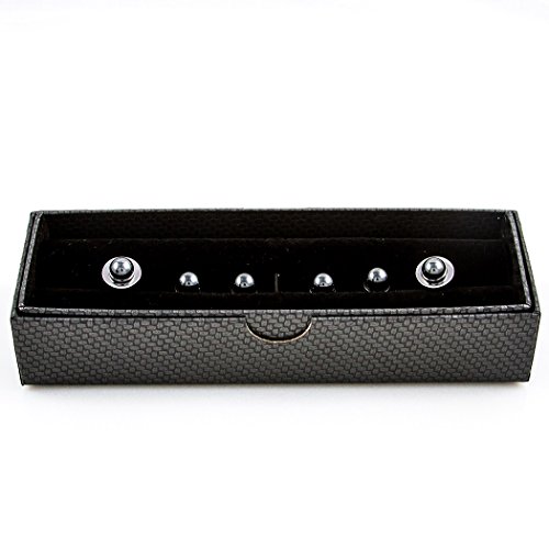 Mrcuff Simulated Black Pearl Tuxedo Cufflinks & Studs Set In A Presentation Gift Box & Polishing Cloth #TOP1