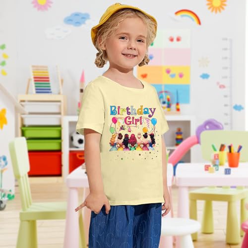 Image of Birthday Girl Shirt Kids Birthday Princess T-Shirt Toddler Girls Birthday Party Tee Cute Birthday Family Tee Tops