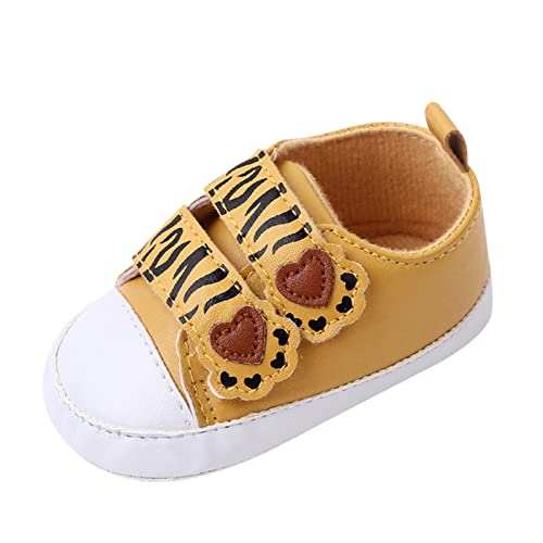Spring and Summer Children Baby Infant Shoes Boys and Girls Flat Bottoms Lightweight and Comfortable Hook Loop Cartoon Tiger Print Girls First Walking Shoes