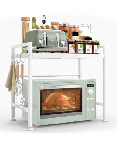 E-THOL 2-Tier Expandable Microwave Shelf with Hooks