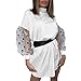 Produktbild OKHGF Mädchenkleider Dot Print Langarm Screen Stitching Kurzes Kleid Casual Rollkragen Mesh Puff Sleeve Frauen Kleid Kleid -1_L