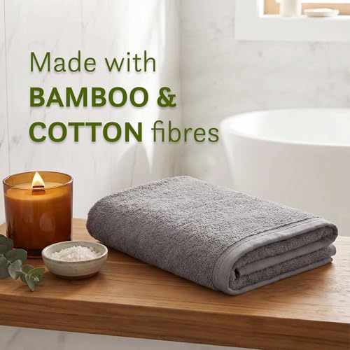 Image of MYTRIDENT Cotton Bamboo Towels for Bath Large Size | Soft & Absorbent | Anti-Microbial & Anti-Odour | 450 GSM | 1 Piece Bath Towel for Men /Women - Charcoal