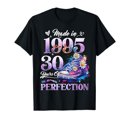 Womens 30th Birthday Floral Made in 1995 Gifts 30 Years Old Camiseta