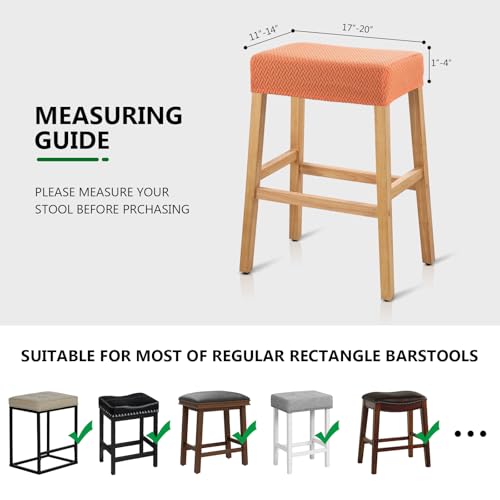 Image of YISUN Stool Covers Rectangle - 4 Pack Stretch Waterproof Saddle Seat Cover Counter Bar Stools Bar Chairs Covers Kitchen Island Chairs Cushion Protector