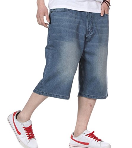 Crazy Men's Hip-Hop Wash Denim Pocket Short Baggy Pants Jeans3