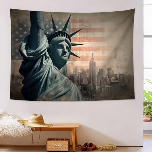 Tapisserie murale rétro américain Statue de la Liberté pour décoration grand format
