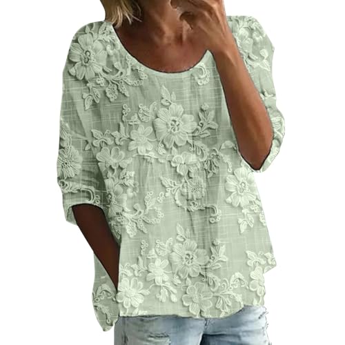 Oversized Graphic Tshirts for Women Boho 3/4 Sleeve Peasant Casual
