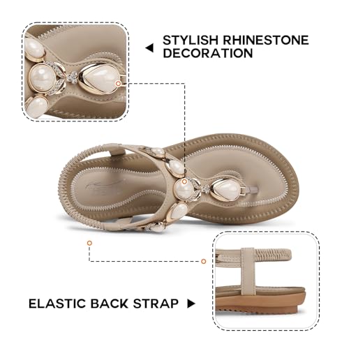Image of SHIBEVER Flat Sandals for Women Dressy: Summer Comfortable Dress Thong Flats Sandal