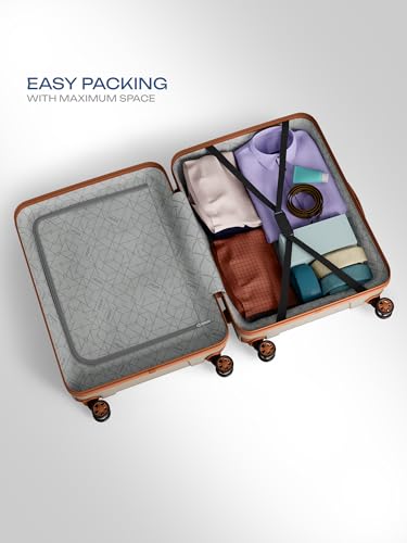 Image of Safari Pentagon Pro 8 Wheels 75cm Large Size Trolley Bag, Hard Case Polypropylene, 360º Wheeling Check in Luggage, Suitcase for Travel, Trolley Bags for Travel, Luxury Beige