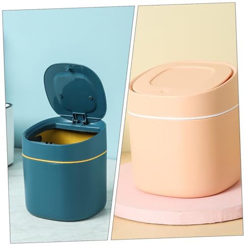 Mini caneca de basura doméstica con tapa y apertura manual miniatura 5