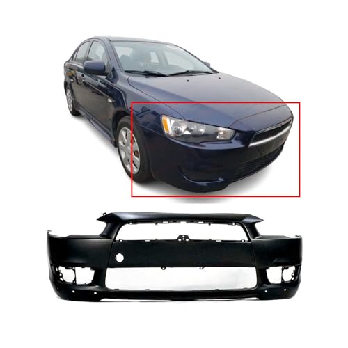 Image of FitParts Compatible with Mitsubishi Lancer 2008-2015 Front Bumper Cover | Primed, With Fog Light Holes, Sedan /Hatchback, Ready to Paint, OEM 6400B914, MI1000319