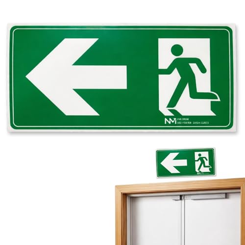 Señal Salida Izquierda, Señal Evacuación, fotoluminiscentes, Señal Luminiscente Salida, Cumple normativa RICPI RD 513/2017 (Clase B), UNE-en ISO 9001, PVC 0,7mm, D≤10m, Tamaño 32 x 16 cm