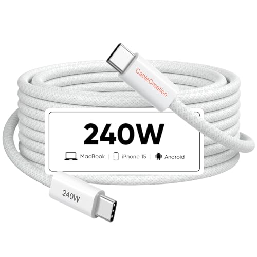 Image of CableCreation USB C to C Super Fast Charging Cable 240W 6.6ft, iPhone 16 15 Pro Max Charger Cord, Type C Braided Cable for Samsung S24 S23 S22+, MacBook 16'', iPad 12.9'', Compatible 140W /100W /60W