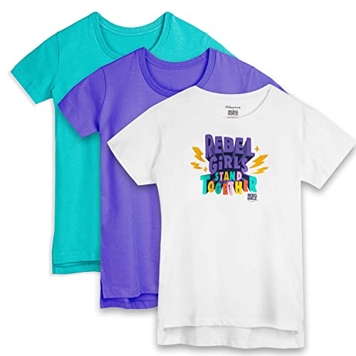 Image of Mightly Girls' Scooped Neck Short Sleeve T Shirts | 100% Organic Cotton, Colorful Casual Stylish Clothes