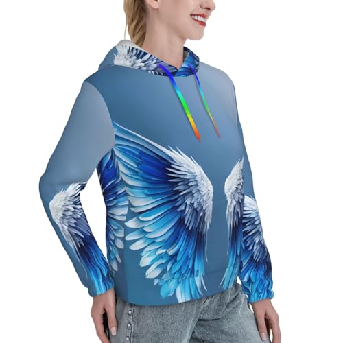 Sweat à capuche ailes d'ange EdWal pour femme, pull ajusté avec grande poche kangourou - 3