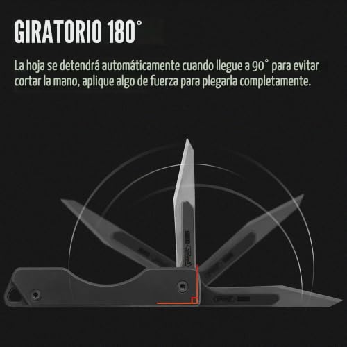 Miniatura 3 de Keyunity Kk01s Navaja Plegable De Titanio, Navaja Multiusos Edc Con Hoja Reemplazable 11, Für Outdoor-Jagd, Camping, Angeln, Wandern Für Männer Frauen Negra
