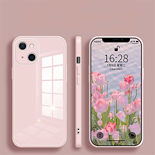 Coque de téléphone en verre trempé carré iPhone 7 Plus - Protection silicone rose