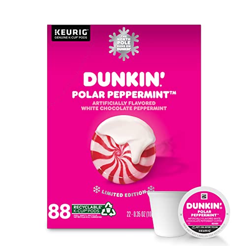 Dunkin Polar Peppermint Flavored Coffee, 88 Keurig K-Cup Pods