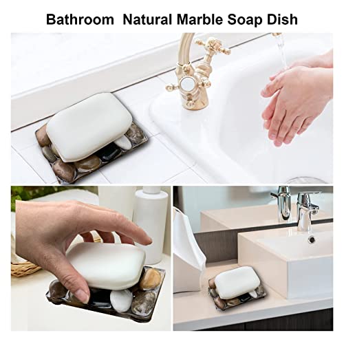 Handmade River Rock Rectangle Bar Soap Holder Stone Pebbles Soap Dish For Shower And Bathroom Decor, Natural Soap Tray To Keep The Soap Dry Resin Kitchen Decoration Accessories (Pebbles) #TOP1
